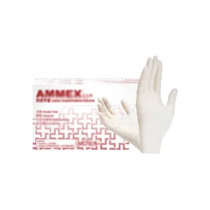 AMMEX/爱马斯 一次性乳胶检查手套 TLFVMD44100 M 6.2±0.2g 无粉麻面 100只 1盒