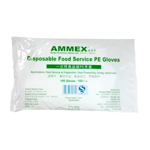 AMMEX/爱马斯 一次性PE手套 PGLOVE100C-2 均码 无粉 1袋