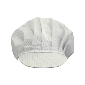 GC/国产 洁净室硬檐带折工作帽 C101 均码 白色 0.5mm条纹防静电布 1顶