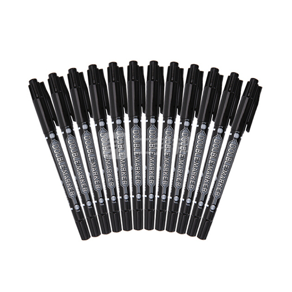 mg晨光双头记号笔mg2130黑色细头10mm极细头05mm12支1盒现货