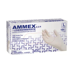 AMMEX/爱马斯 一次性乳胶检查手套 TLFCMD42100 S 无粉麻面 1盒